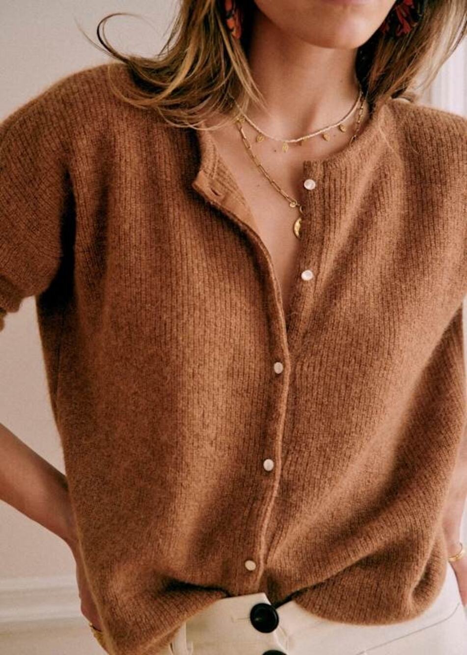Sezane S Gaspard Cardigan in Camel
